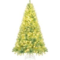 arbol de navidad con luces incorporadas costway 1300 ramas - 225 cm - verde
