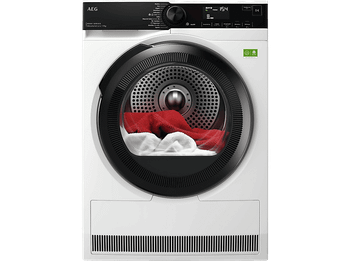Secadora bomba de calor - AEG TR839T4PB, 9 Kg, 12 programas, Función Anti-arrugas, Motor inverter, Blanco