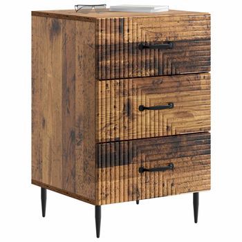 Mesita De Noche | Armario De Noche | Mesa De Noche Con Cajón Madera Envejecida 43 X 41 X 66,5 Cm