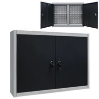 armario de herramientas de pared industrial metal gris y negro vidaxl