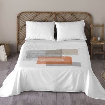 Naturals - Juego De Sábanas Estampadas 4 Piezas Cama 180 - Algodón  Incluye Sábana Encimera + 2 Fundas De Almohada + 1 Sábana Bajera - Fibi 2b