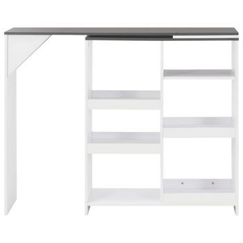 Mesa De Bar Con Estantería Móvil Blanca 138x39x110 Cm