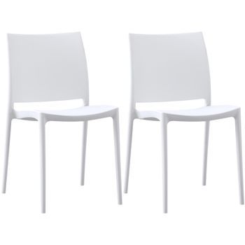 Juego De 2 Sillas De Jardin Meton Plástico Blanco 49x42x81 Cm Clp