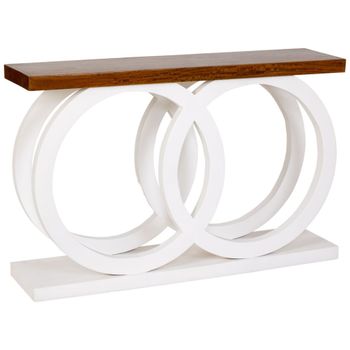 Recibidor de madera artesanal blanco 120x30x75h cm