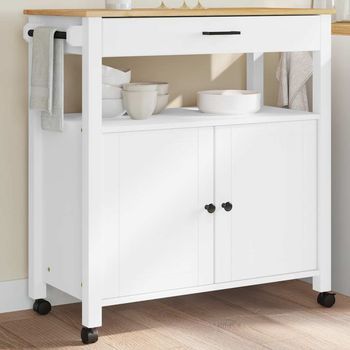 Carrito De Cocina，estantería De Cocina, Carrito De Servir Monza Madera Maciza De Pino 84x40x90 Cm Cfw779793