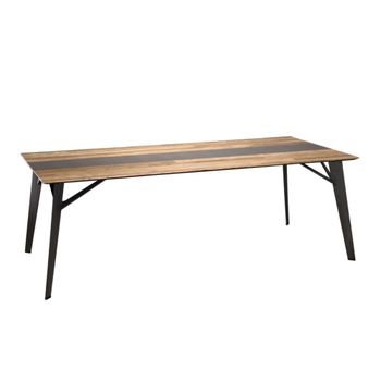 Mesa de comedor rectangular de teca reciclada y metal negro 220 cm