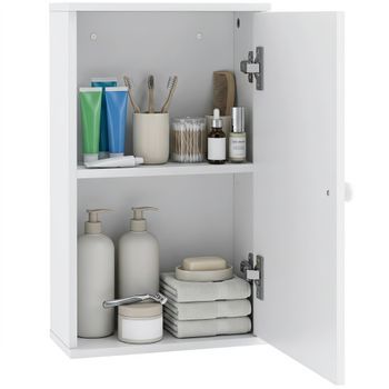 Armario De Baño Suspendido De Madera, Homcom, 30 × 14 × 50 Cm – Blanco