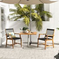conjunto de 2 sillas de comedor de madera acacia con cuerda resistente al clima y reposabrazos natural 64 x 57 x 90 cm