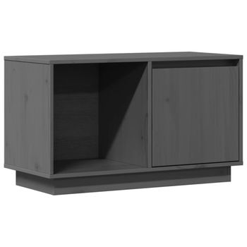 Mueble tv de madera maciza de pino gris 74x35x44 cm