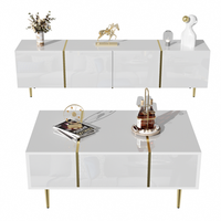 conjunto de mueble de tv y mesa de centro en blanco brillante diseno elegante mdf 170 x 35 x 46 cm  100 x 60 x 415 cm