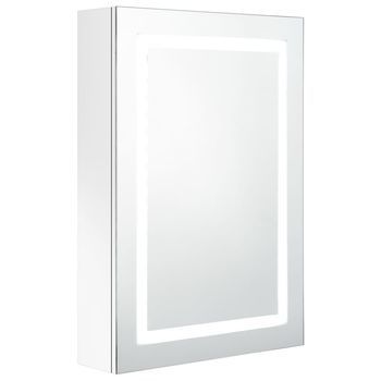 Armario De Baño | Mueble Baño Con Espejo Led Blanco Brillante 50x13x70 Cm
