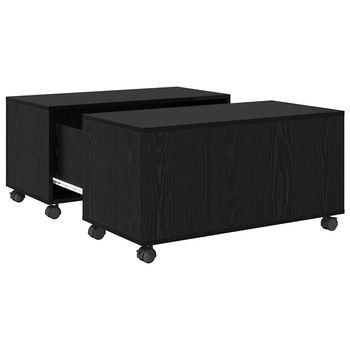 Mesa De Café | Mesa De Centro Roble Negro 75 X 75 X 38 Cm Madera De Ingeniería