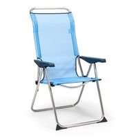 silla de playa y jardin plegable solenny reclinable 5 posiciones con respaldo anatomico 67x63x114 cm color azul