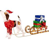 decoracion de navidad de jardin costway 170 luces led trineo y combo de perro con cajas
