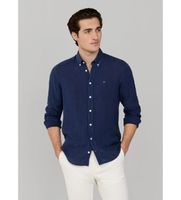 hackett london para hombre hm3010635 camisa lino tenida fit tailored marino m casual manga larga