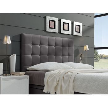 Cabecero Cama Canadá Button Largo Tapizado Polipiel Primera Calidad Largo Gris 105*125