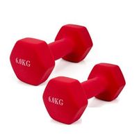 2x mancuernas pesas de 6kg acero cubierta en vinilo suave y antideslizante ejercicio en casa gimnasia musculacion color rojo