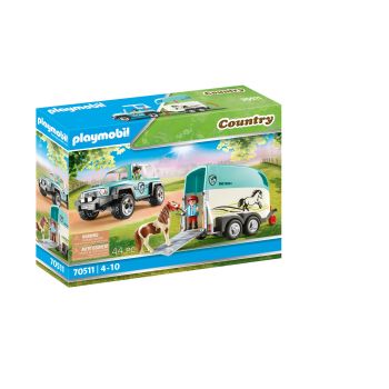 PLAYMOBIL - Country Coche con remolque para poni +4 años