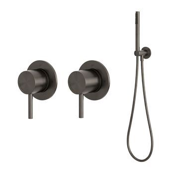 Kit De Ducha Pared Acero Inoxidable 316l Color Cañón De Fusil Con Mezclador