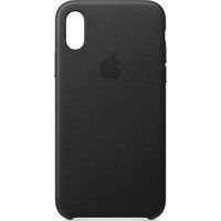apple iphone xs leather case - black black