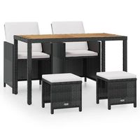 set comedor de jardin 5 pzas ratan sintetico y madera negro vidaxl