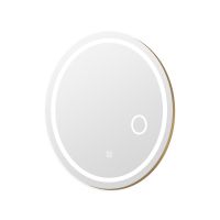 costway espejo ovalado de bano con luz led exterior control tactil memoria de luz tres tonos regulables ip44 60 x 50 x 4 cm plateado y dorado