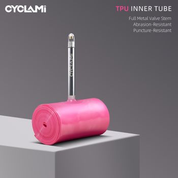 CYCLAMI - Cámara de Aire para Bicicleta de Montaña MTB de 26, 27.5 y 29 Pulgadas, Material TPU Ultraligero, Válvula Presta Francesa de 45 mm, Súper Ligera