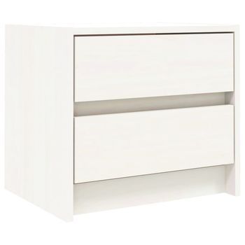 Mesita De Noche | Mesa Auxiliar | Mesilla Madera Maciza De Pino Blanco 40x31x35,5 Cm