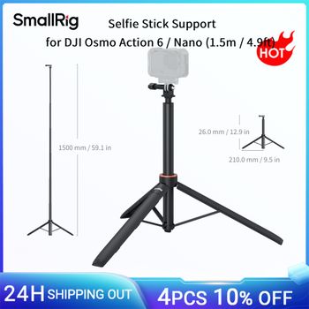 Soporte para Selfie Stick SmallRig para DJI Osmo Action 6 / Nano 1.5m /4.9ft con Adaptador de Montaje Rápido para Cámara de Acción 6363
