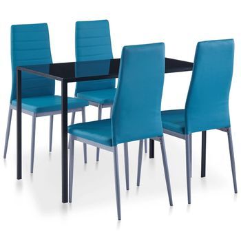 Conjunto De Mesa Y Sillas De Comedor 5 Piezas Azul Vidaxl