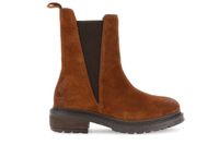 botines de ante con elasticos asimetricos caramel 40
