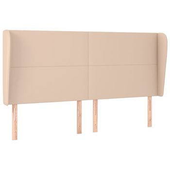 Cabecero Con Orejas Cuero Sintético Capuchino 163x23x118/128 Cm