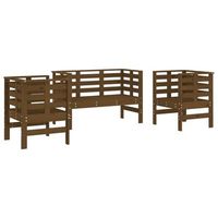 conjunto de muebles jardin 3 uds  mesa y sillas madera maciza pino marron miel