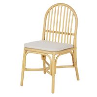 silla de comedor en ratan natural con cojin crudo