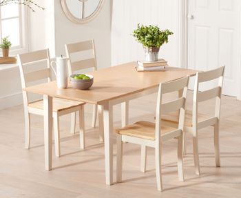 Chiltern 120cm Extending Cream Painted And Oak Table With Chiltern Chairs - Cream, 4 Chairs