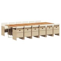 set comedor de jardin con cojines 13 piezas ratan sintetico beige
