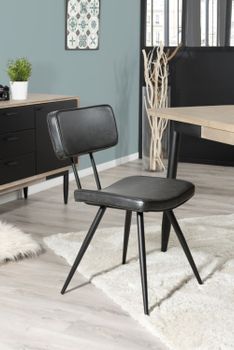 Juego de 2 sillas negras con patas de metal de 41x59x82 cm