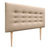 dhome cabecero de polipiel con 3 hileras de botones y patas cabezal tapizado cama lujo champan 90cm