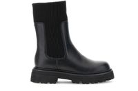 botines de piel con calcetin black 40