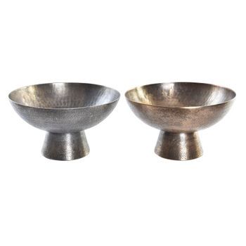 Centro De Mesa Dkd Home Decor Plateado Dorado Aluminio (2 Unidades) (30 X 30 X 17 Cm)