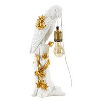 lampara loro de resina blanca y dorada cm 20x20x505