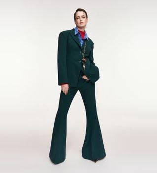 Essentiel Antwerp para mujer. KONSIDERATE Pantalón Pernera Trompeta Konsiderate verde oscuro (34), Clásico, Poliéster