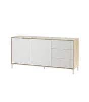 aparador 2 puertas y 3 cajones - l154 cm - efecto roble y blanco