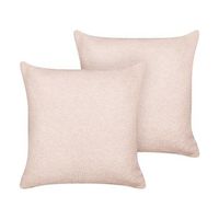 conjunto de 2 cojines decorativos de boucle con relleno funda extraible 45 x 45 cm rosa leuzea