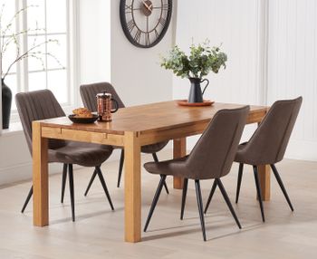 Verona 120cm Oak Table With Marcel Antique Chairs - Brown, 4 Chairs