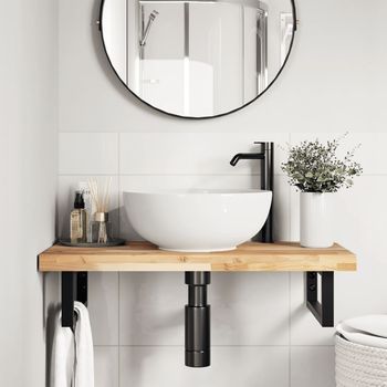 Encimera Tocador Baño Madera Maciza Acacia Sin Tratar 60x40x4cm