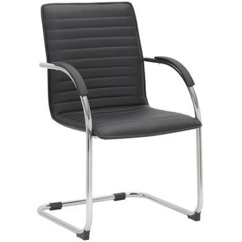 Silla De Visita Tira Imitación Cuero Simil Cuero Negro 60x56x95 Cm Clp