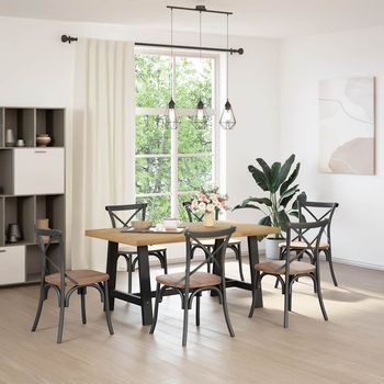 Mesa Comedor | Mesa De Cocina Noain Patas Forma A Madera Maciza Pino 160x90x75cm