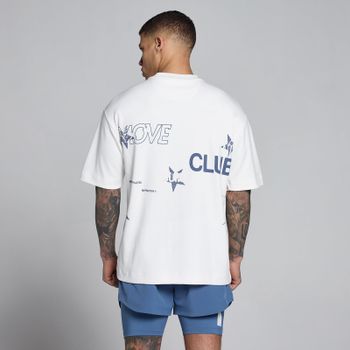 Camiseta de algodón oversize Hybrid Graphic para hombre de MP - Blanco/Azul pizarra - XXXL