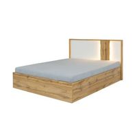 cama wood 180x200  led color roble y blanco alpino